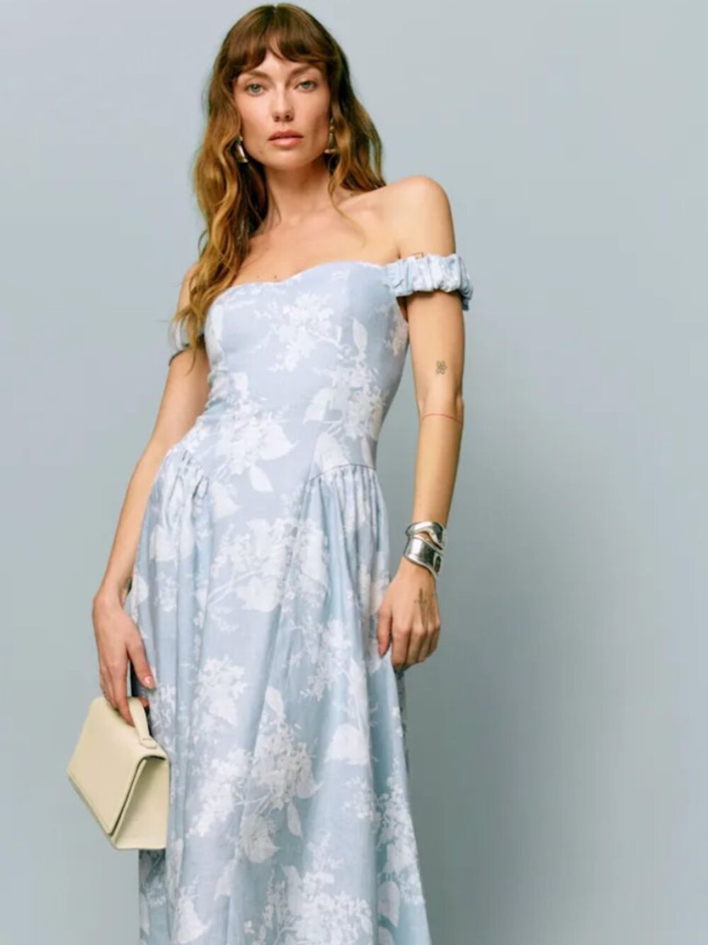 Reformation Monet Linen Dress Blue - Size 6